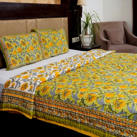 Handmade Floral Jaipuri Quilt